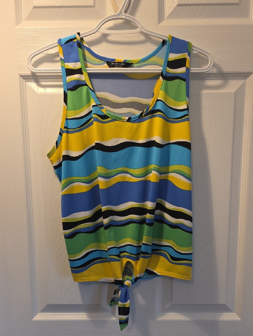 Brody Myles Collection Sleeveless Wave-Print Tank - Blue, Yellow, Green